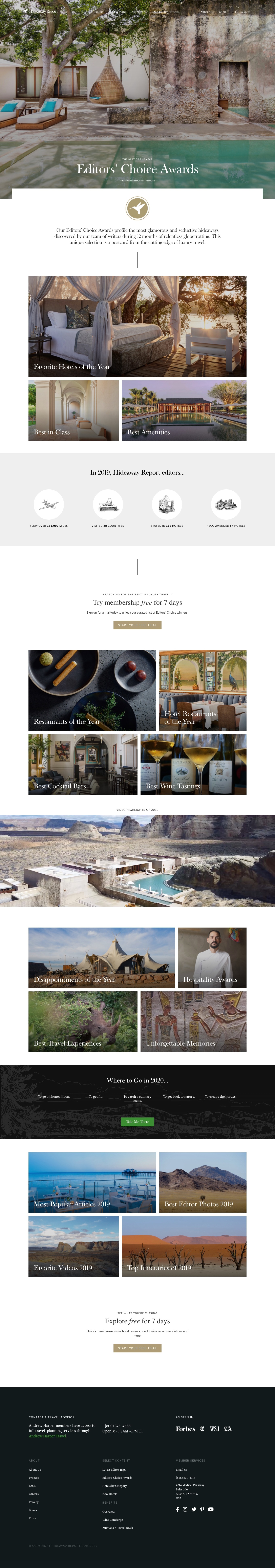 Editors' Choice Awards landing page
