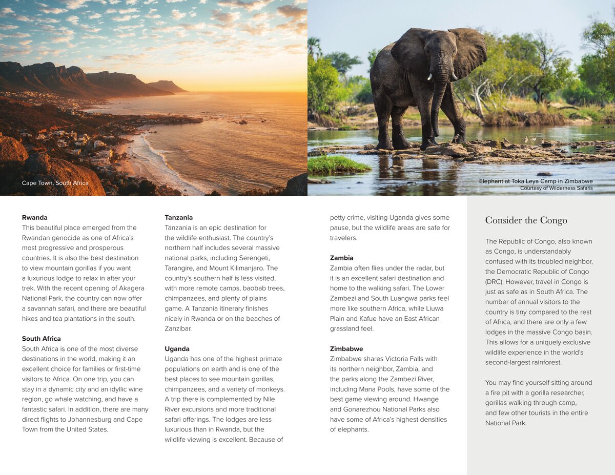 Interior spread from the Safari Guide: a regional guide to where to safari