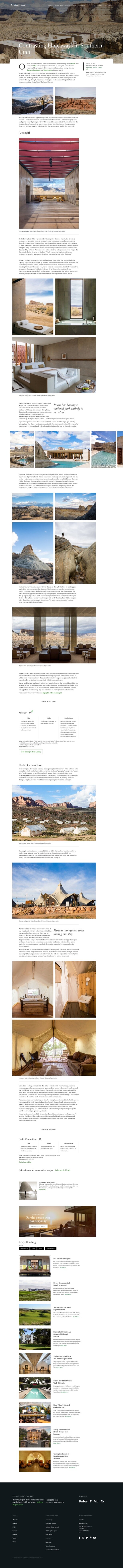 A Hideaway Report feature I wrote and art directed: Contrasting Hideaways in Southern Utah