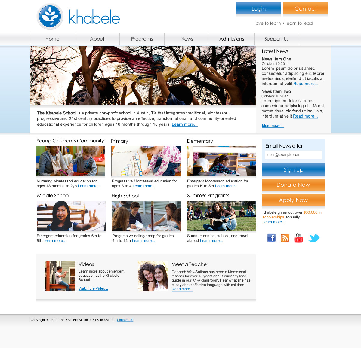 Screenshot of the Khabele School website