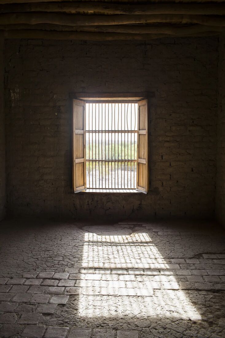 Light falling through a window in a West Texas building
