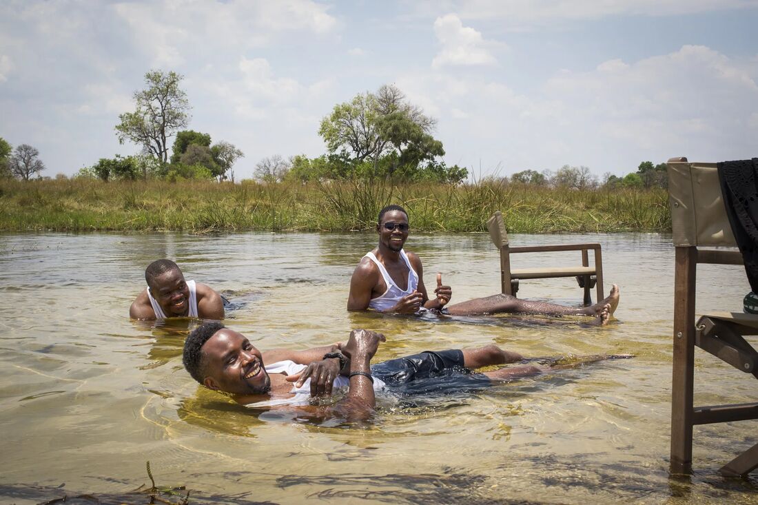 Cooling off in a plunge pool on safari
