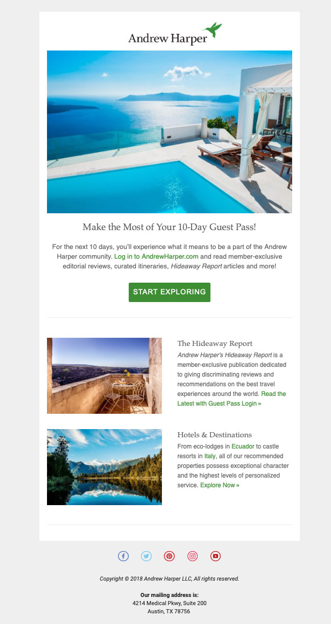 Trial membership welcome email